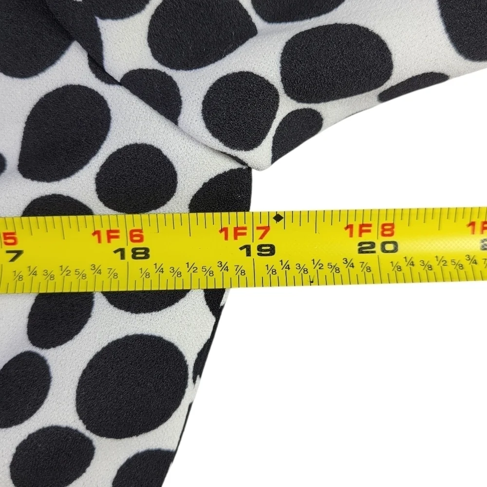 Kasper Peplum Blazer Women Size 6 White Black Polka Dot 1 Button 3/4 Sleeve Slit